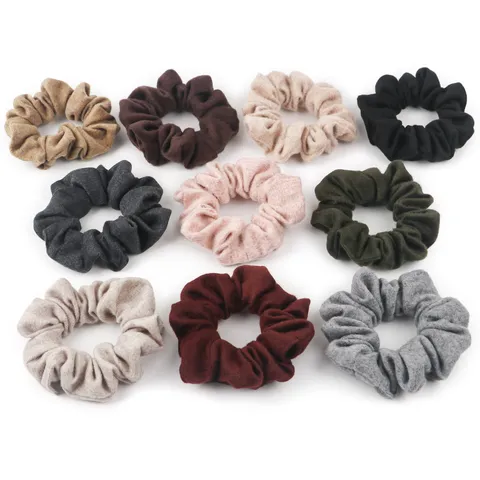 Women's Woolen Cloth Hair Scrunchies Solid Color Pleated Hair Ropes High Elasticity Daily Hair Accessories Ponytail Holder