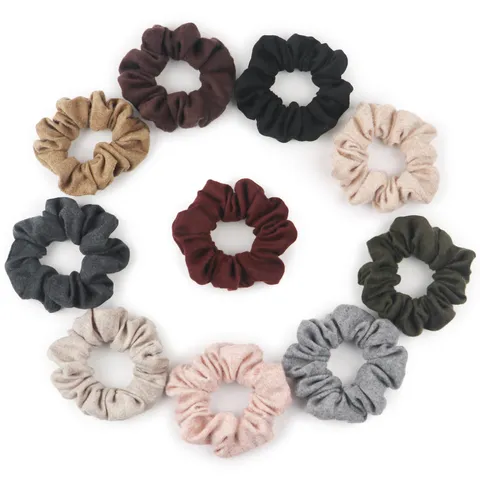 Women's Woolen Cloth Hair Scrunchies Solid Color Pleated Hair Ropes High Elasticity Daily Hair Accessories Ponytail Holder