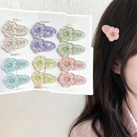 Kids Cute Floral Hair Clips Acrylic Small Daisy Cartoon Hairpins Sweet Side Hair Barrettes Children Hair Accessories