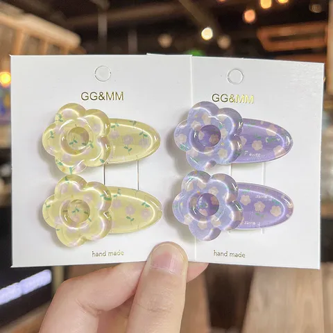 Kids Cute Floral Hair Clips Acrylic Small Daisy Cartoon Hairpins Sweet Side Hair Barrettes Children Hair Accessories