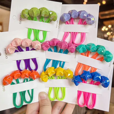 Korean Style Cute Acrylic Pentagram Hair Ties Children Cartoon Hair Accessories Elastic Hair Ropes For Girls