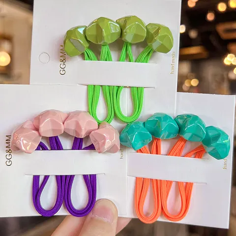 Korean Style Cute Acrylic Pentagram Hair Ties Children Cartoon Hair Accessories Elastic Hair Ropes For Girls