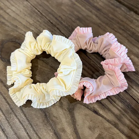 Korean Style Colorful Ruffled Satin Hair Scrunchie For Women Cute Elastic Hair Band Sweet Daily Hair Accessories