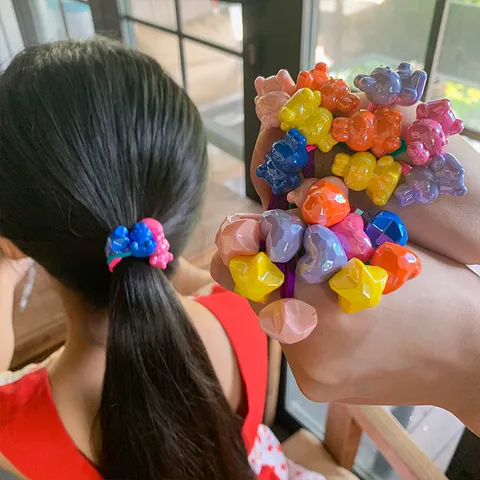Kids Cute Cartoon Rabbit Hair Tie Set Colorful Rubber Band Ponytail Holder Hair Accessories For Children Girls Daily Wear