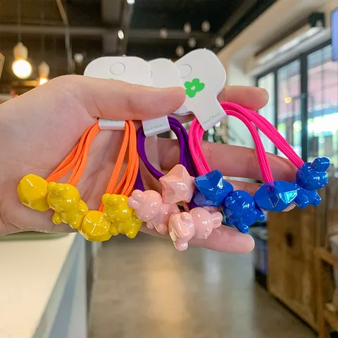 Kids Cute Cartoon Rabbit Hair Tie Set Colorful Rubber Band Ponytail Holder Hair Accessories For Children Girls Daily Wear