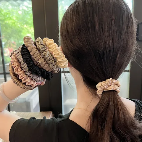 Minimalist Satin Hair Scrunchies Elastic Hair Bands Soft Ponytail Holder Hair Accessories For Women Daily Wear