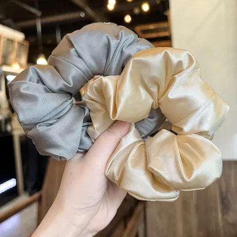 Satin Puffer Hair Scrunchie For Women Soft Elastic Hair Tie Elegant Ponytail Holder Casual Hair Accessories Daily Styling