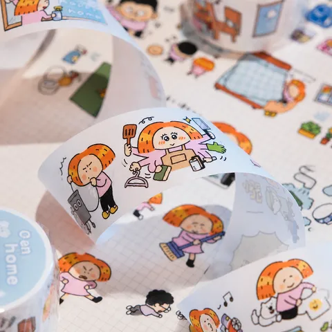 Ruban Washi Thème Tâches Ménagères Dessin Animé Mignon Papeterie Décorative Scrapbooking DIY Ruban Adhésif