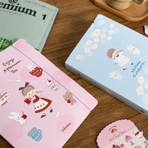 A5 PVC Carpeta de Hojas Sueltas Lindo Dibujo Animado Pegatina Tarjeta Colección Álbum Libro de Almacenamiento para Papelería Oficina Escuela