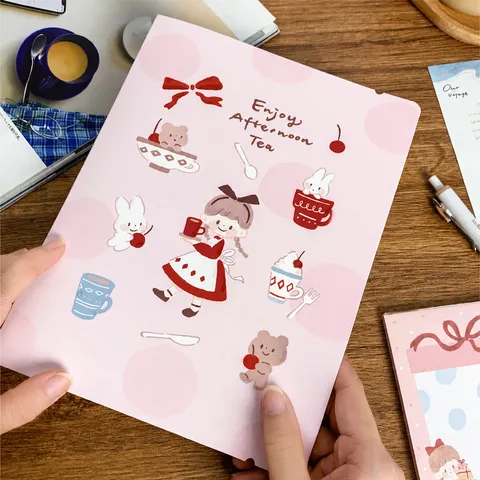 A5 PVC Carpeta de Hojas Sueltas Lindo Dibujo Animado Pegatina Tarjeta Colección Álbum Libro de Almacenamiento para Papelería Oficina Escuela