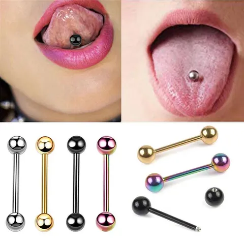 Stainless Steel Barbell Piercing Stud Earring Nipple Tongue Ring Unisex Electroplated Geometric Body Piercing Jewelry Gift