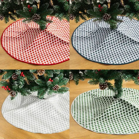 Amerikaanse Stijl PVC Ruit Kerstboomschort Pailletten Pluche Konijnenvacht Kerstboommat Rond Feestelijke Kerstversiering