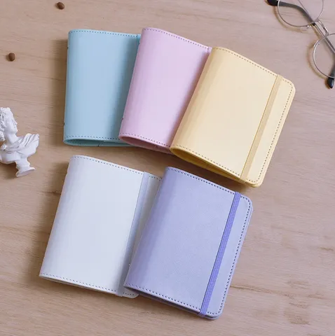 Mini Carnet à Anneaux en Cuir PU Journal de Poche Portable Agenda avec Pages Intérieures de Rechange Fournitures de Bureau et d'École