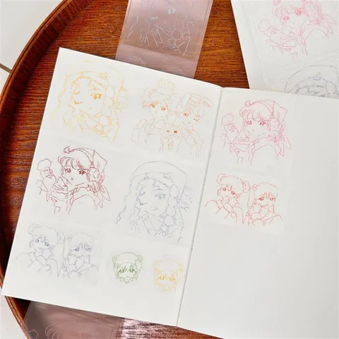 Schattig Anime Meisje Lijnen Washi Tape Rol Doorzichtige PET Decoratieve Journaling Sticker Voor DIY Scrapbooking Handwerk