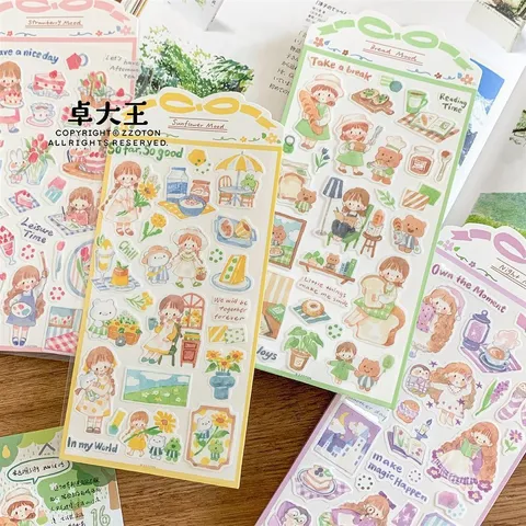 Japans Artistieke Aquarell Stationery Stickers Schattige Dagelijkse Journal Decoratieve Scrapbooking Zelfklevende Stickers