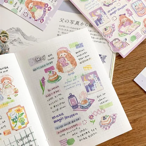Japans Artistieke Aquarell Stationery Stickers Schattige Dagelijkse Journal Decoratieve Scrapbooking Zelfklevende Stickers