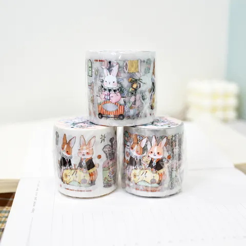 Decoratieve Washi Tape PET Sticker Rol Schattig Konijn Handwerk Werkplaats Scrapbook Journal DIY Kantoorartikelen
