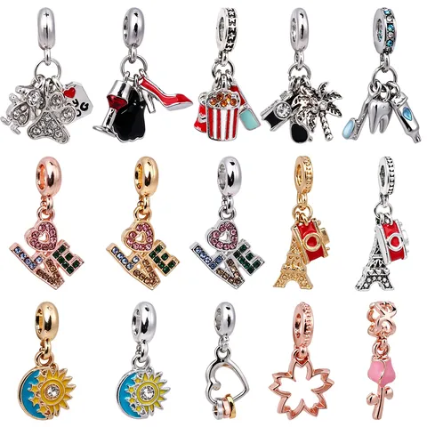 DIY Lega Strass Smaltato Ciondoli Perline Fede Matrimonio Popcorn Fotocamera Dente Amore Ciondoli Per Bracciale Creazione Gioielli