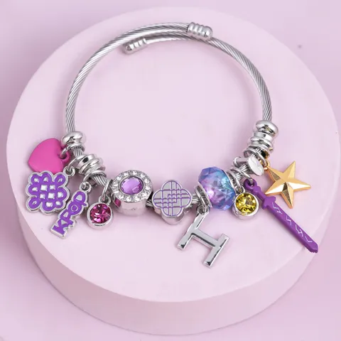 Bracciale Con Ciondoli In Acciaio Inossidabile Con Perline Di Cristallo Strass Stile K-Pop Gioielli Di Moda Regalo Per Donne