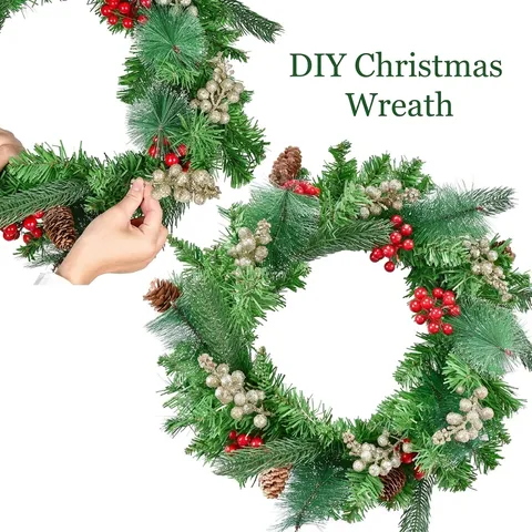 Glitter Artificial Christmas Berry Picks Glitter Foam Berry Sprays Craft Flower Branches For Holiday Wreath Garland Christmas Tree Ornaments Decoration Home Decor Supplies