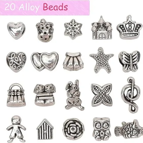 Kit per la Creazione di Bracciali con ciondoli DIY per Bambini Lega Perle di Cristallo Rosa Scatola Regalo Gioielli di Moda Fatti a Mano per Ragazze
