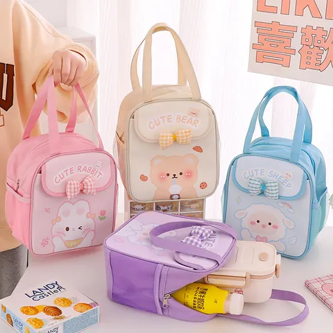 Oxford-Stoff Isoliert Lunchtasche Süßes Cartoon Tier Tragbare Bento Tasche Mit Thermofolie Futter Für Schüler Arbeit