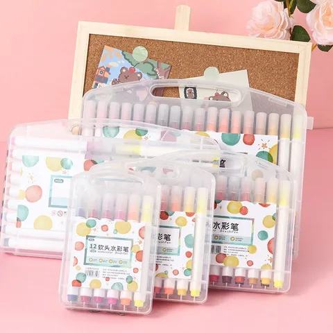 Kinder Aquarellpinsel Stifte Abwaschbare Weiche Spitze Kunst Marker Set Plastikbox Malen Zeichnen Schule Schreibwaren