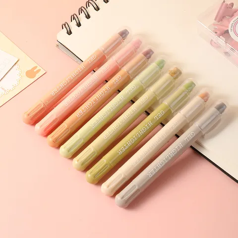 Fester Gel Textmarker Pen Morandi Farbe Runde Spitze Schreibwaren Marker Für Schüler Büro Tägliches Notizen Schreiben
