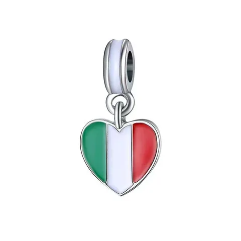Coppa del Mondo Bandiera Nazionale Cuore Ciondolo Charm Per Braccialetto Collana Lega di Zinco Smalto Gioiello Regalo