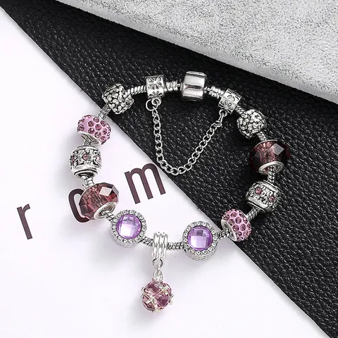 Moda Donne DIY Charm Braccialetto Lega di Zinco Strass Cristallo Perline Catena Serpente Braccialetto Elegante Regalo di Gioielli