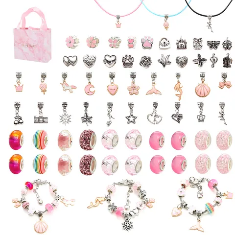 Kit per la Creazione di Braccialetti DIY per Bambini Braccialetti con ciondoli per ragazze Collezione di artigianato con perline Confezione regalo