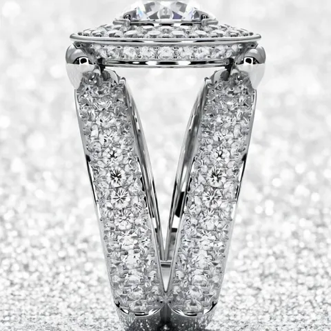 Luxury Geometric Flower Zirconia Ring For Women White Gold Plated Brass Sparkling Pave Rhinestone Finger Ring Elegant Jewelry Gift