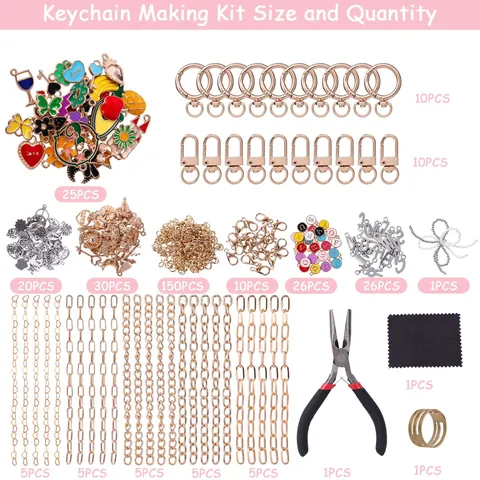 Kit per la Creazione di Portachiavi Fai da Te Accessori Artigianali Ciondolo in Lega Set di Gioielli con Scatola per Amanti del Fatto a Mano
