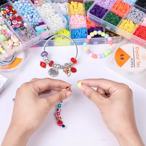 Perline in Argilla Morbida Colorate Kit per la Creazione di Braccialetti DIY Perline Distanziatrici Accessori Artigianali