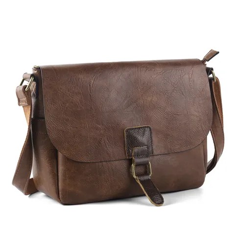 Vintage PU Δερμάτινη Τσάντα Crossbody για Γυναίκες Μεγάλης Χωρητικότητας Τσάντα Messenger Casual Τσάντα Ώμου Πολλαπλών Θυρίδων Retro Τσάντα