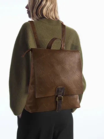 Γυναικείο Vintage Σακίδιο Πλάτης από PU Δέρμα Casual Ταξίδια Μεγάλη Χωρητικότητα Σχολική Τσάντα Πολλαπλές Τσέπες Ρετρό Τσάντα Ώμου