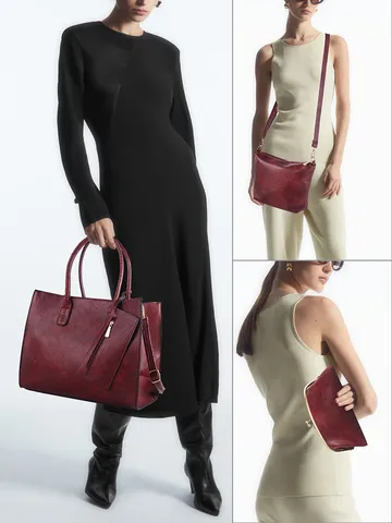 Γυναικεία Μόδα Μεγάλη Χωρητικότητα Tote Bag Set Δερματίνη PU Τσάντα Χεριού Χιαστί Casual Commuting Τσάντες