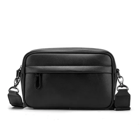 Men PU Leather Crossbody Bag Casual Business Commuter Messenger Shoulder Bag Waterproof Small Chest Bag Daily Travel
