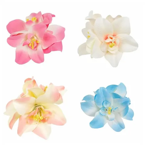 Bohemian Orchid Flower Hair Clip Fabric Hair Barrettes Sweet Floral Headwear For Women Vacation Daily Hair Accessories