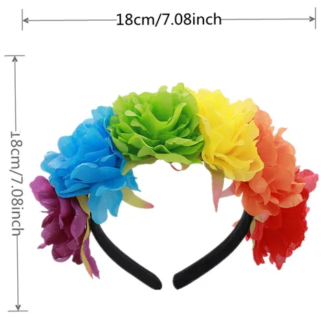 Diadema Floral Multicolor Flor de Poliéster Aro de Pelo Mes del Orgullo Halloween Cosplay Fiesta Accesorios para el Cabello Tocados para Mujeres Hombres