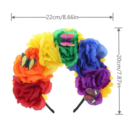 Serre-tête de Fête d'Halloween Camélia Papillon Bandeau à Cheveux Gothique Coiffe Florale Accessoires de Costume pour Femmes