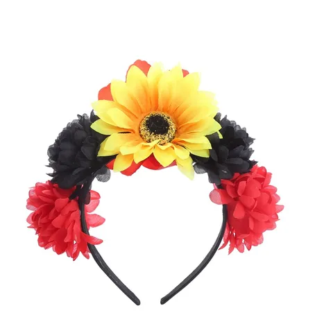 Halloween Skull Artificial Flower Headband Goth Style Polyester Fabric Hair Hoop For Festival Party Women Headwear