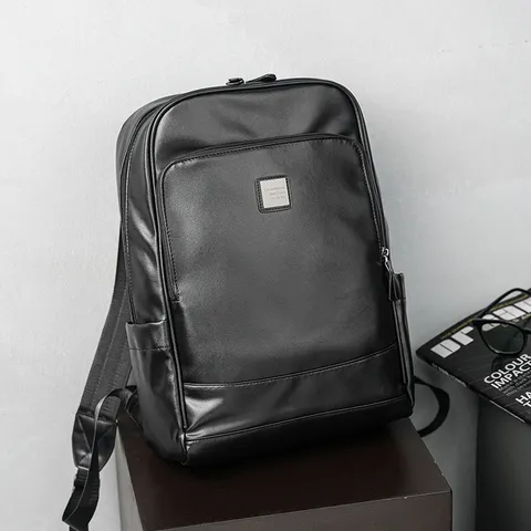 Zaino Affari Casual in Pelle PU da Uomo Impermeabile Grande Capacità Borsa per Computer Viaggio con Porta USB