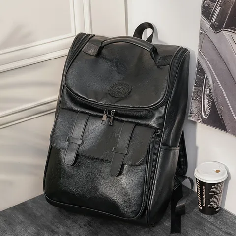 Zaino in Pelle PU di Grande Capacità Unisex Viaggio Casual Borsa Scolastica Impermeabile Zaino per Portatile per Uomo Donna