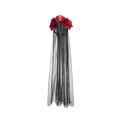 Halloween Schedel Roos Mesh Hoofdband Gotisch Heks Cosplay Haarhoop Feest Festival Kostuum Haaraccessoires