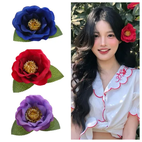 Camellia Flower Hair Clip Fabric Hair Accessory Elegant Vintage Headwear For Women Daily Vacation Party Hair Jewelry