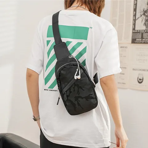 Men's Casual Waterproof Nylon Camouflage Chest Bag Fashion Stylish Crossbody Sling Bag Casual Travel Daypack
