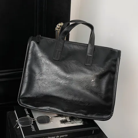 Men's Business Briefcase Large Capacity PU Leather Casual Travel Shoulder Laptop Bag Waterproof Handbag