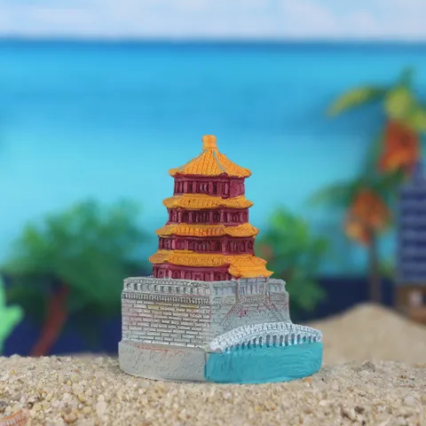 Modèle de Bâtiment Miniature en Résine Palais d'Été et Grande Muraille Décoration de Bureau de Bac à Sable Figurine d'Architecture Rétro