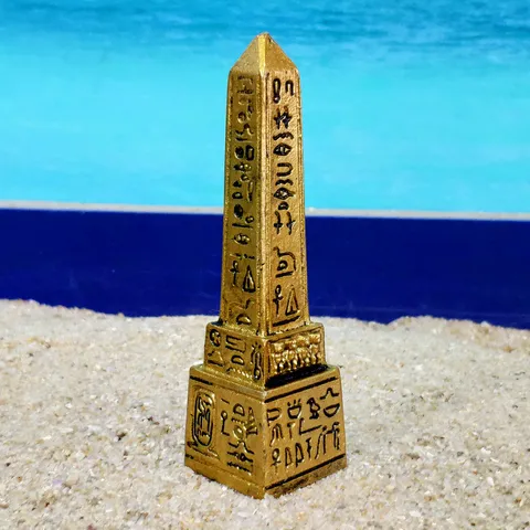 Egyptian Obelisk Statue Resin Golden Hieroglyphic Monument Miniature Figurine For Psychological Sand Table Desktop Home Decor